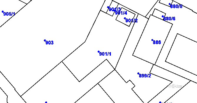 Parcela st. 901/1 v KÚ Přerov, Katastrální mapa