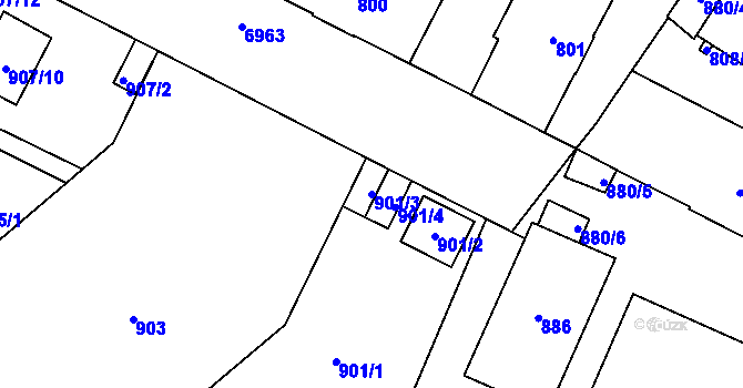 Parcela st. 901/3 v KÚ Přerov, Katastrální mapa