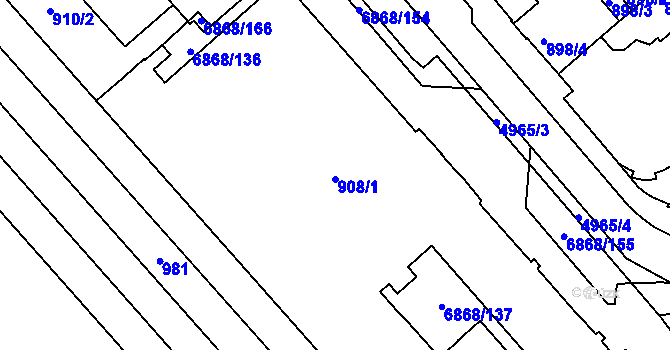 Parcela st. 908 v KÚ Přerov, Katastrální mapa