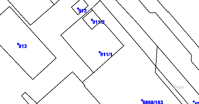 Parcela st. 911/1 v KÚ Přerov, Katastrální mapa