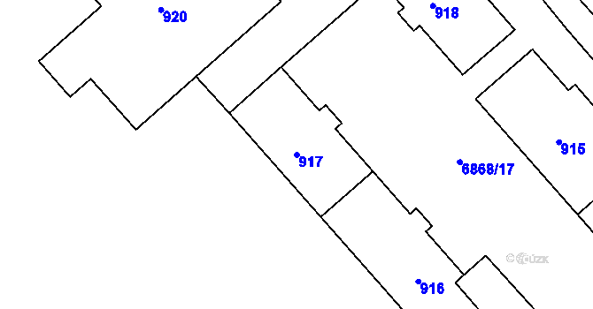 Parcela st. 917 v KÚ Přerov, Katastrální mapa