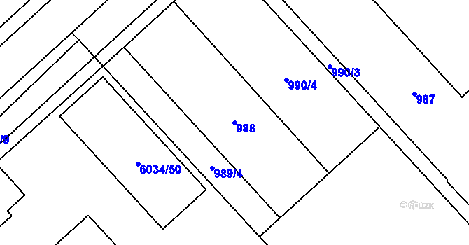 Parcela st. 988 v KÚ Přerov, Katastrální mapa