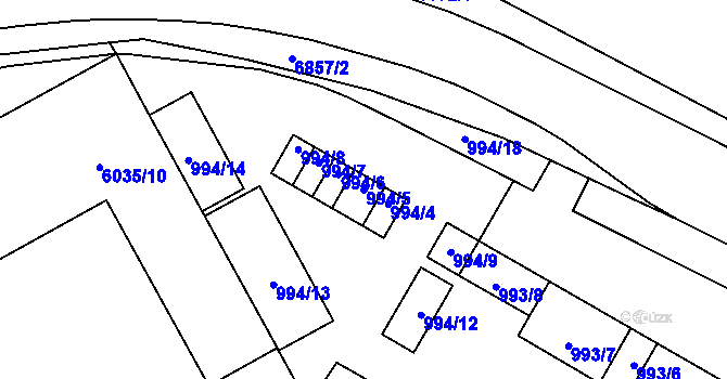 Parcela st. 994/5 v KÚ Přerov, Katastrální mapa