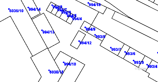 Parcela st. 994/12 v KÚ Přerov, Katastrální mapa