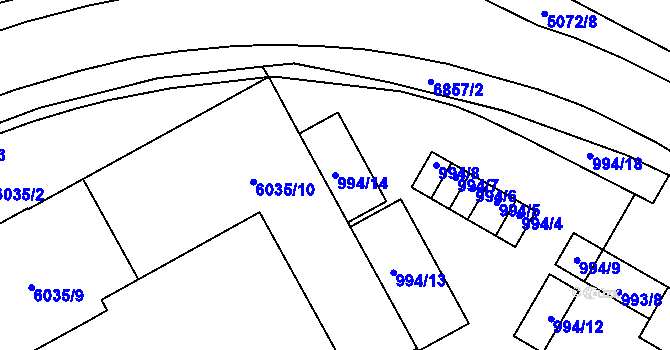 Parcela st. 994/14 v KÚ Přerov, Katastrální mapa