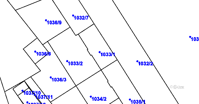 Parcela st. 1033/1 v KÚ Přerov, Katastrální mapa