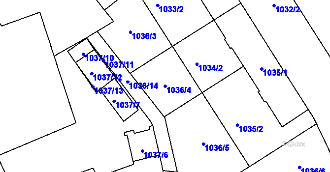 Parcela st. 1036/4 v KÚ Přerov, Katastrální mapa