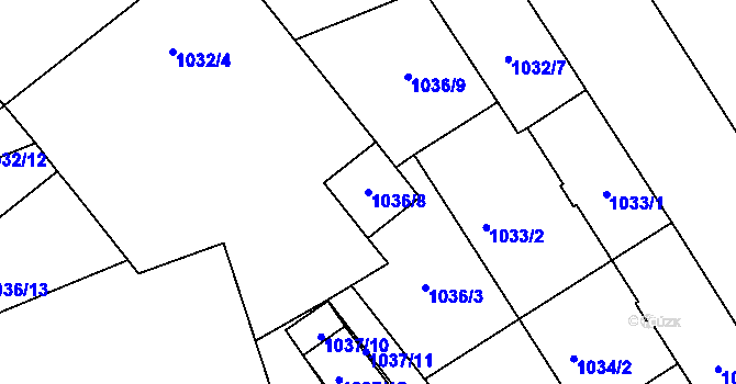 Parcela st. 1036/8 v KÚ Přerov, Katastrální mapa