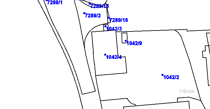 Parcela st. 1042/4 v KÚ Přerov, Katastrální mapa