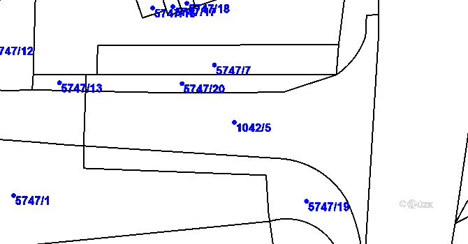 Parcela st. 1042/5 v KÚ Přerov, Katastrální mapa