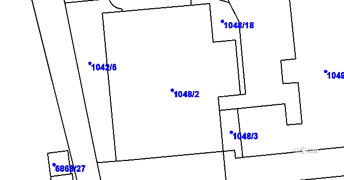 Parcela st. 1048/2 v KÚ Přerov, Katastrální mapa