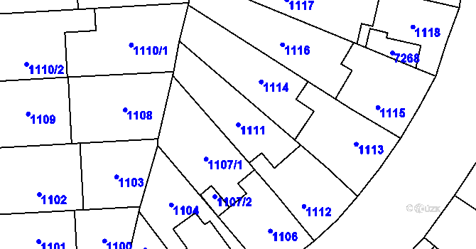 Parcela st. 1111 v KÚ Přerov, Katastrální mapa