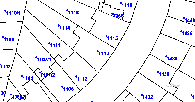Parcela st. 1113 v KÚ Přerov, Katastrální mapa