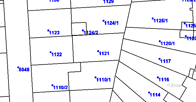 Parcela st. 1121 v KÚ Přerov, Katastrální mapa