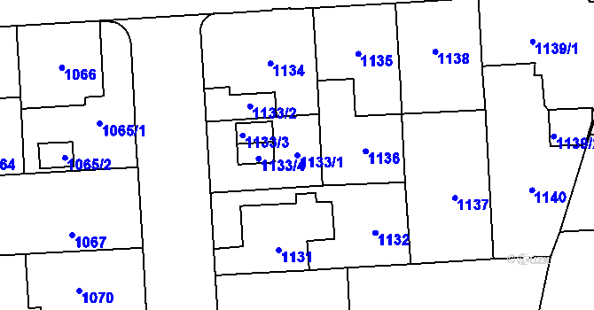 Parcela st. 1133/1 v KÚ Přerov, Katastrální mapa