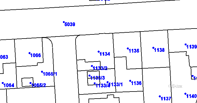 Parcela st. 1134 v KÚ Přerov, Katastrální mapa