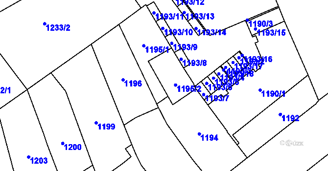 Parcela st. 1195 v KÚ Přerov, Katastrální mapa