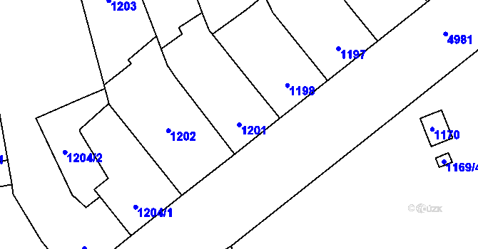 Parcela st. 1201 v KÚ Přerov, Katastrální mapa
