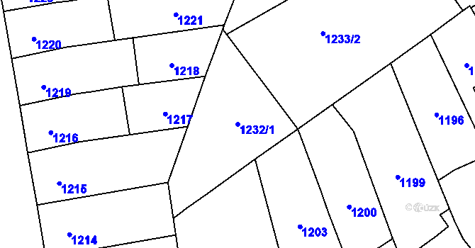 Parcela st. 1232/1 v KÚ Přerov, Katastrální mapa
