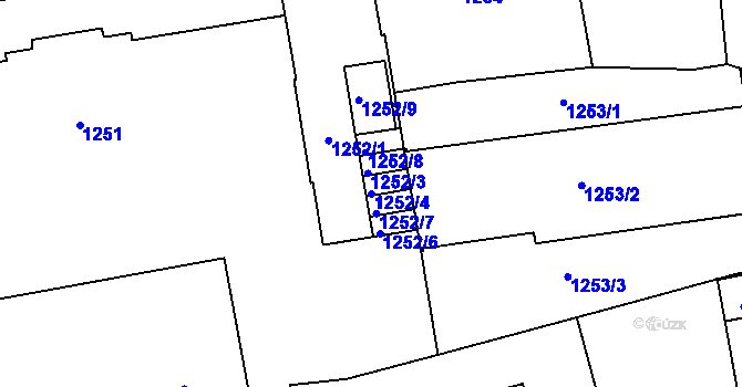 Parcela st. 1252/4 v KÚ Přerov, Katastrální mapa