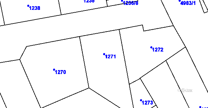 Parcela st. 1271 v KÚ Přerov, Katastrální mapa