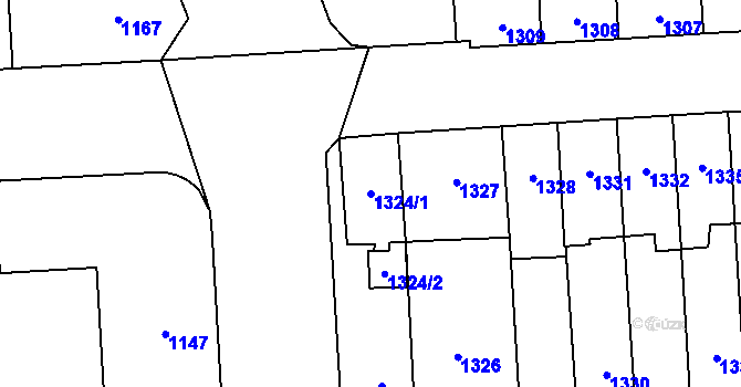 Parcela st. 1324/1 v KÚ Přerov, Katastrální mapa