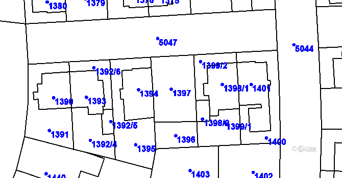 Parcela st. 1397 v KÚ Přerov, Katastrální mapa