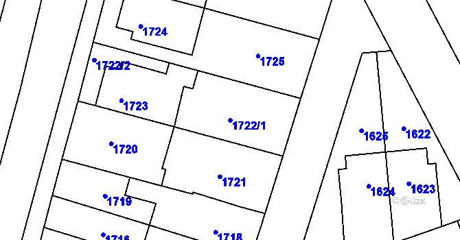 Parcela st. 1722/1 v KÚ Přerov, Katastrální mapa