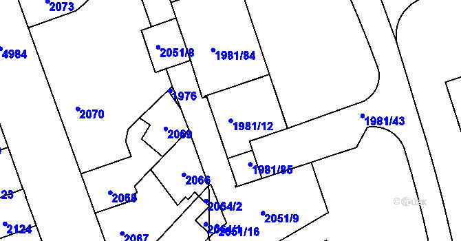 Parcela st. 1981/12 v KÚ Přerov, Katastrální mapa