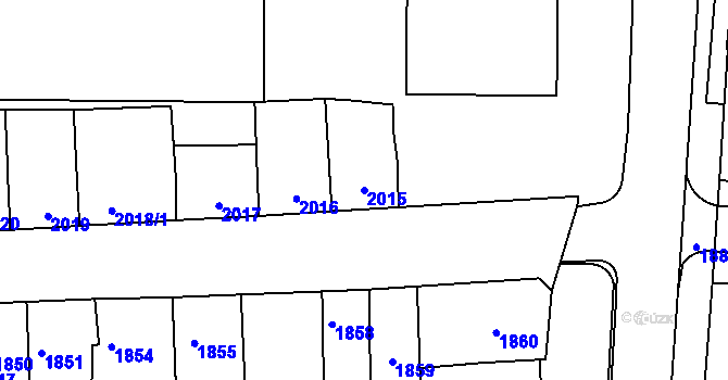 Parcela st. 2015 v KÚ Přerov, Katastrální mapa
