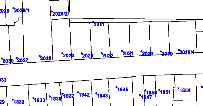 Parcela st. 2022 v KÚ Přerov, Katastrální mapa