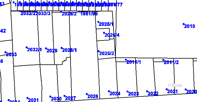 Parcela st. 2025/2 v KÚ Přerov, Katastrální mapa