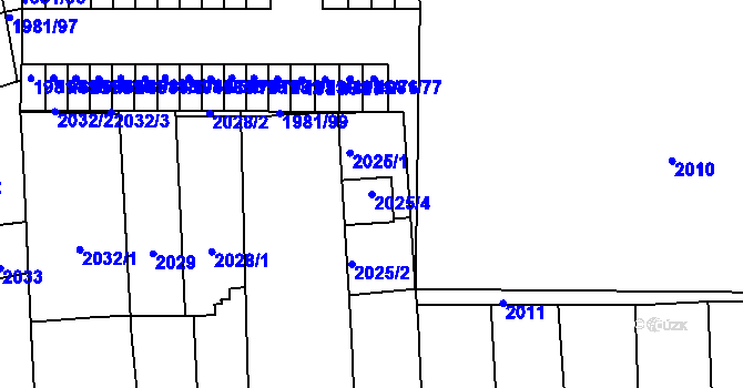 Parcela st. 2025/4 v KÚ Přerov, Katastrální mapa