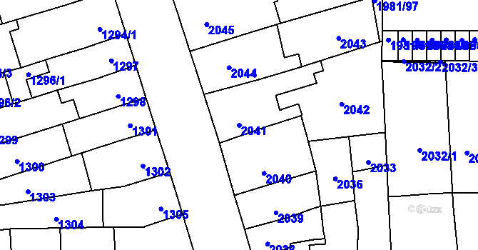 Parcela st. 2041 v KÚ Přerov, Katastrální mapa
