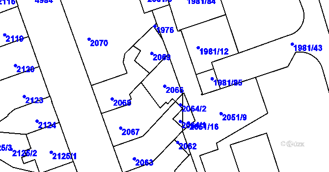 Parcela st. 2066 v KÚ Přerov, Katastrální mapa