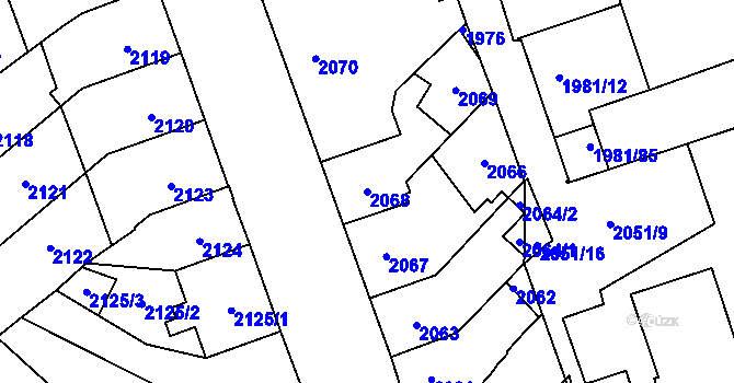 Parcela st. 2068 v KÚ Přerov, Katastrální mapa