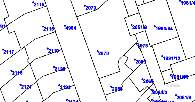 Parcela st. 2070 v KÚ Přerov, Katastrální mapa