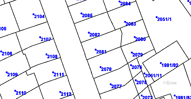 Parcela st. 2081 v KÚ Přerov, Katastrální mapa