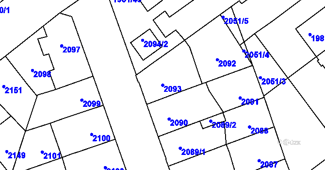 Parcela st. 2093 v KÚ Přerov, Katastrální mapa