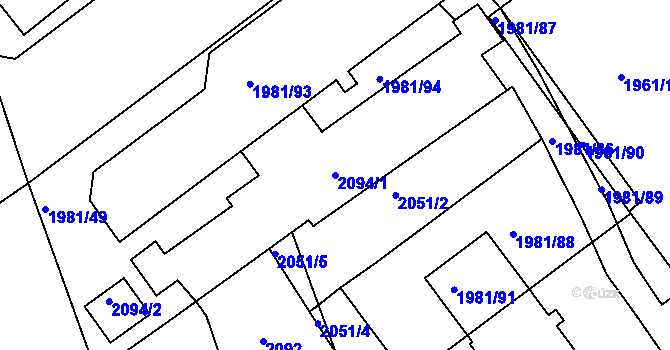 Parcela st. 2094/1 v KÚ Přerov, Katastrální mapa