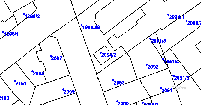Parcela st. 2094/2 v KÚ Přerov, Katastrální mapa