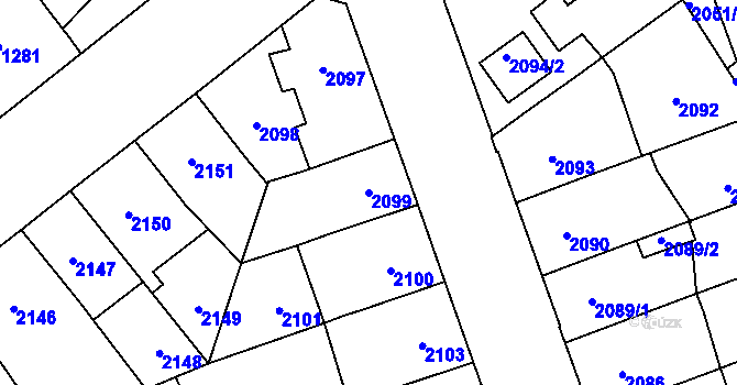 Parcela st. 2099 v KÚ Přerov, Katastrální mapa