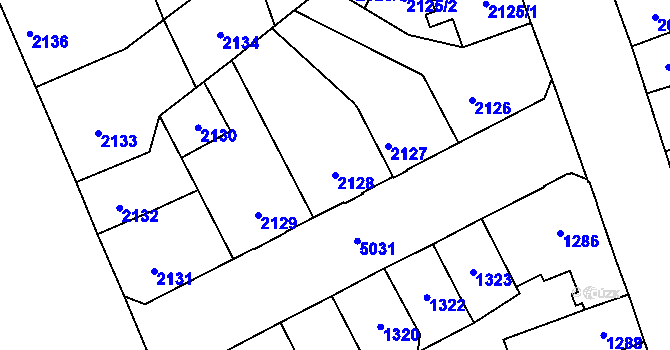 Parcela st. 2128 v KÚ Přerov, Katastrální mapa