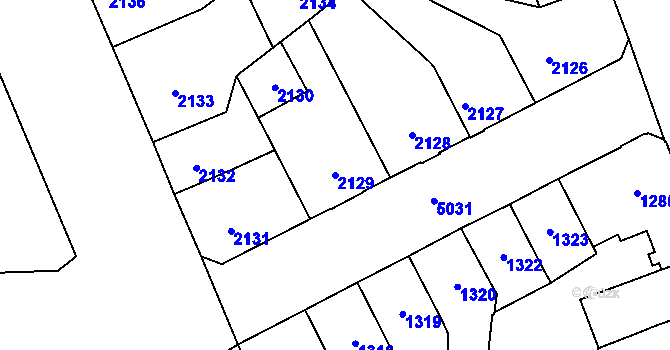 Parcela st. 2129 v KÚ Přerov, Katastrální mapa