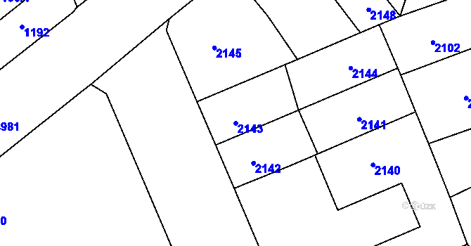 Parcela st. 2143 v KÚ Přerov, Katastrální mapa