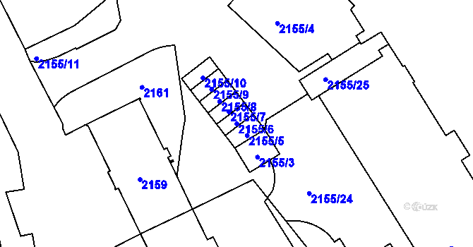 Parcela st. 2155/6 v KÚ Přerov, Katastrální mapa