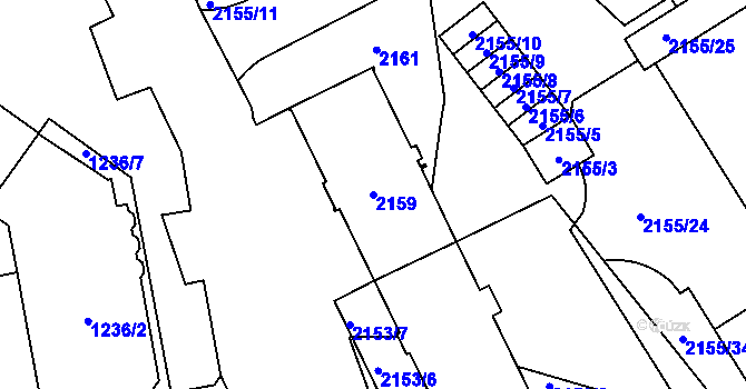 Parcela st. 2159 v KÚ Přerov, Katastrální mapa