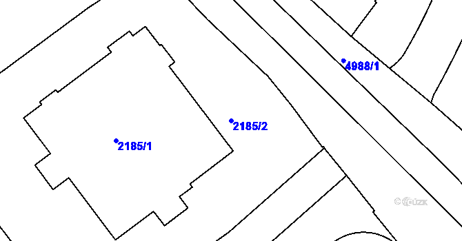 Parcela st. 2185/2 v KÚ Přerov, Katastrální mapa