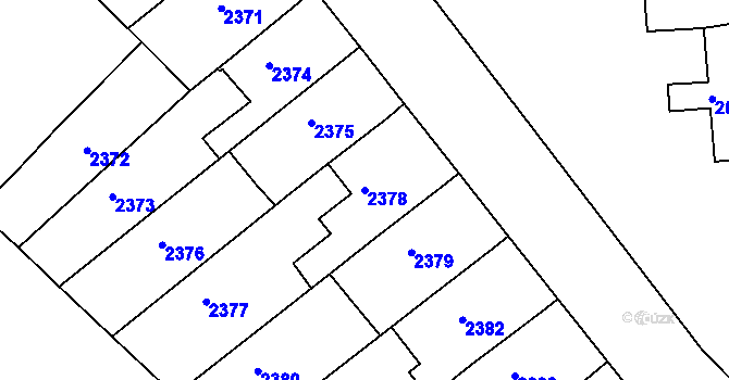 Parcela st. 2378 v KÚ Přerov, Katastrální mapa