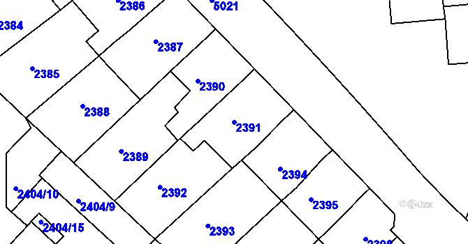 Parcela st. 2391 v KÚ Přerov, Katastrální mapa
